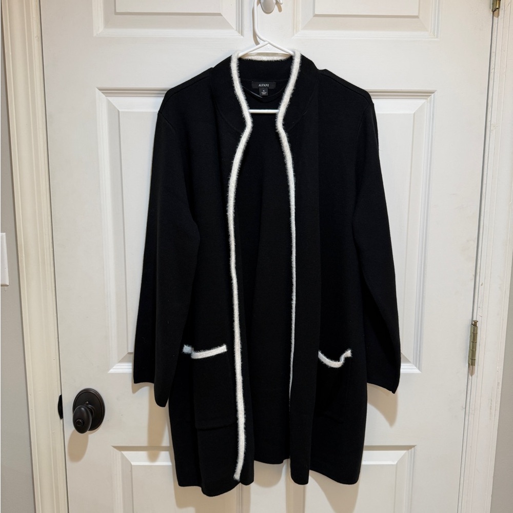 Alfani Black and White Open Front Cardigan